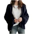 thumbnail image 2 of Antinious Cardigan Sweaters for Women Casual Loose Long Sleeve Solid Knit Outerwear Coat,Women Winter Sweater Coat,Womens Trench Coat,Navy,Free Size, 2 of 5