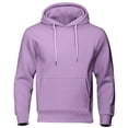 thumbnail image 2 of Men's Plain Hoodie Pocketed Soft Cotton Fleece Pullover Trendy Hooded Sweatshirts Fall Winter Tops (S, Purple), 2 of 6