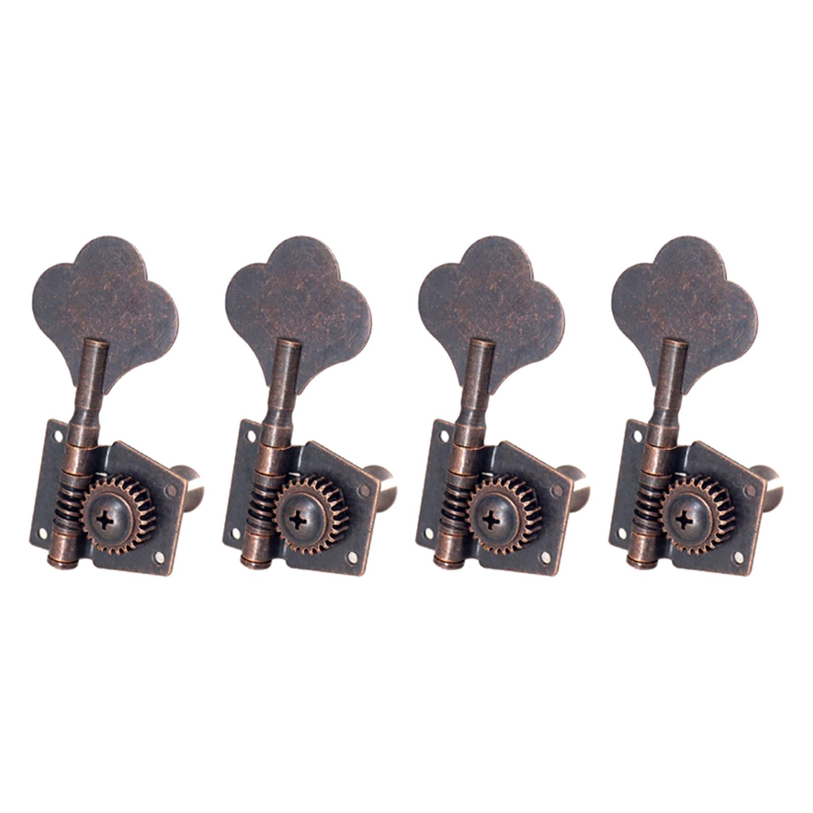 LeeQinersw 4 Open Bass Tuning Pegs Electric Bass Tuning Pegs Machine Heads Knobs Metal Bass 4R Red Bronze