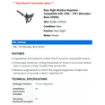 thumbnail image 2 of Rear Right Window Regulator - Compatible with 1986 - 1991 Mercedes-Benz 420SEL 1987 1988 1989 1990, 2 of 2