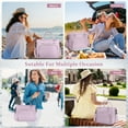 thumbnail image 3 of GPED Insulated Lunch Bag, Leak Proof Lunch Box for Women/Men, Extra Large Lunch Tote Bag with Removable Shoulder Strap & Side Pockets, Reusable Lunch Bag For Work, Picnic, Camping, Beach(Purple), 3 of 8
