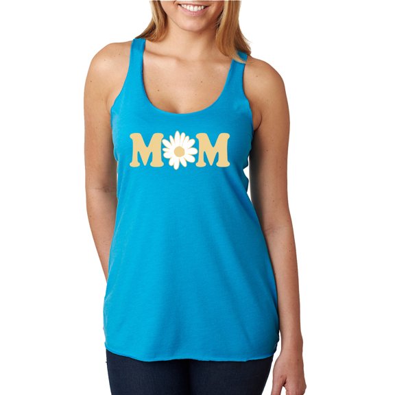 Wild Bobby, Mom Daisy Mother's Day Tri-Blend Racerback Tank Top, Vintage Turquoise, X-Large