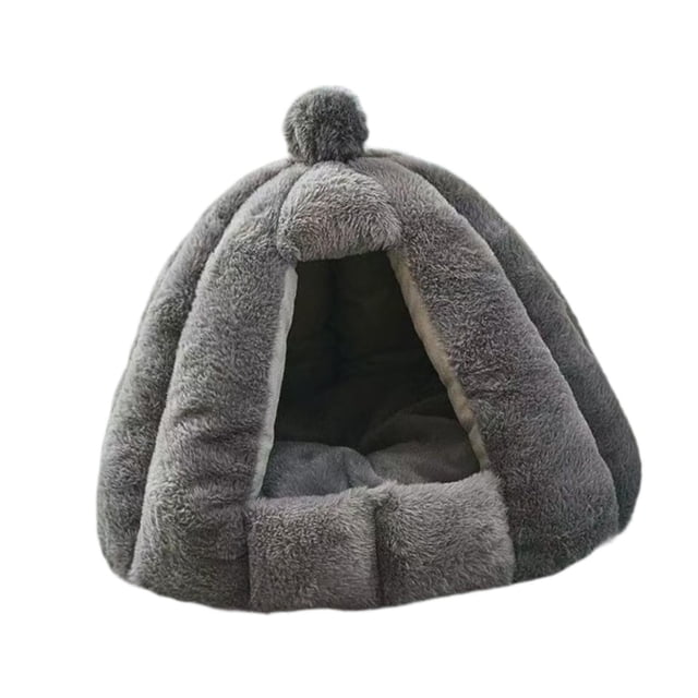 Tienda de campaña para mascotas, cueva semicerrada, nido para gatos, cueva lavable para interiores con autocalentamiento gris