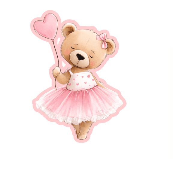 Ballerina Bear with Balloon Cookie Cutter & Stamp