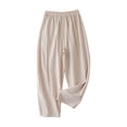 thumbnail image 2 of Endives Womens Linen Pant Baggy Retro Solid Color Cotton Linen Wide Leg Pant Loose Casual Pants Summer Beige, 2 of 3