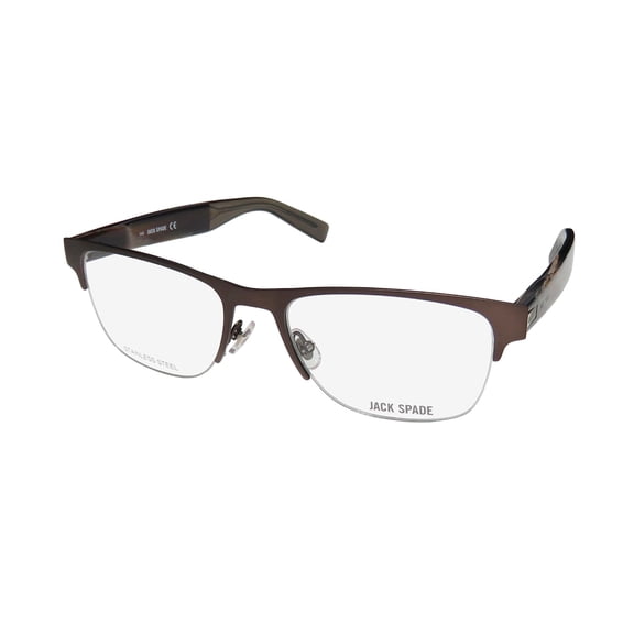 NEW JACK SPADE BRYSEN MENS/WOMENS DESIGNER HALF-RIM MATTE BROWN HAVANA CLASSIC SHAPE SALE FRAME DEMO LENSES 54-18-145 EYEGLASSES/EYEWEAR
