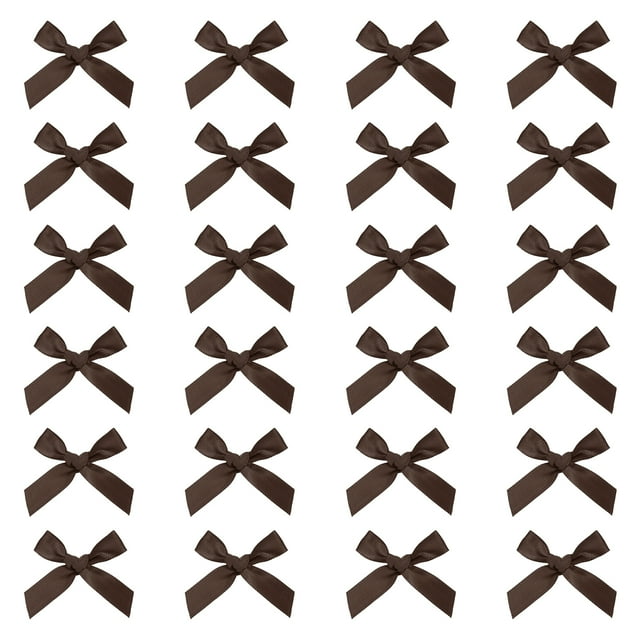 24 Pzs Mini Lazo de Cinta de 1.8 Pulgadas para Manualidades DIY, Pasteles, Costura, Bodas, Fiestas de Cumpleaños, Empaque, Marrón