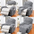 thumbnail image 2 of Namzi 4 Pieces Geometric Jacquard Plush Recliner Slipcovers Soft Fuzzy Fluffy Sofa Couch Cover Anti-Slip Furniture Protector with Elastic Bottom for Kids Cats Dogs(Grey,1 Seat), 2 of 5