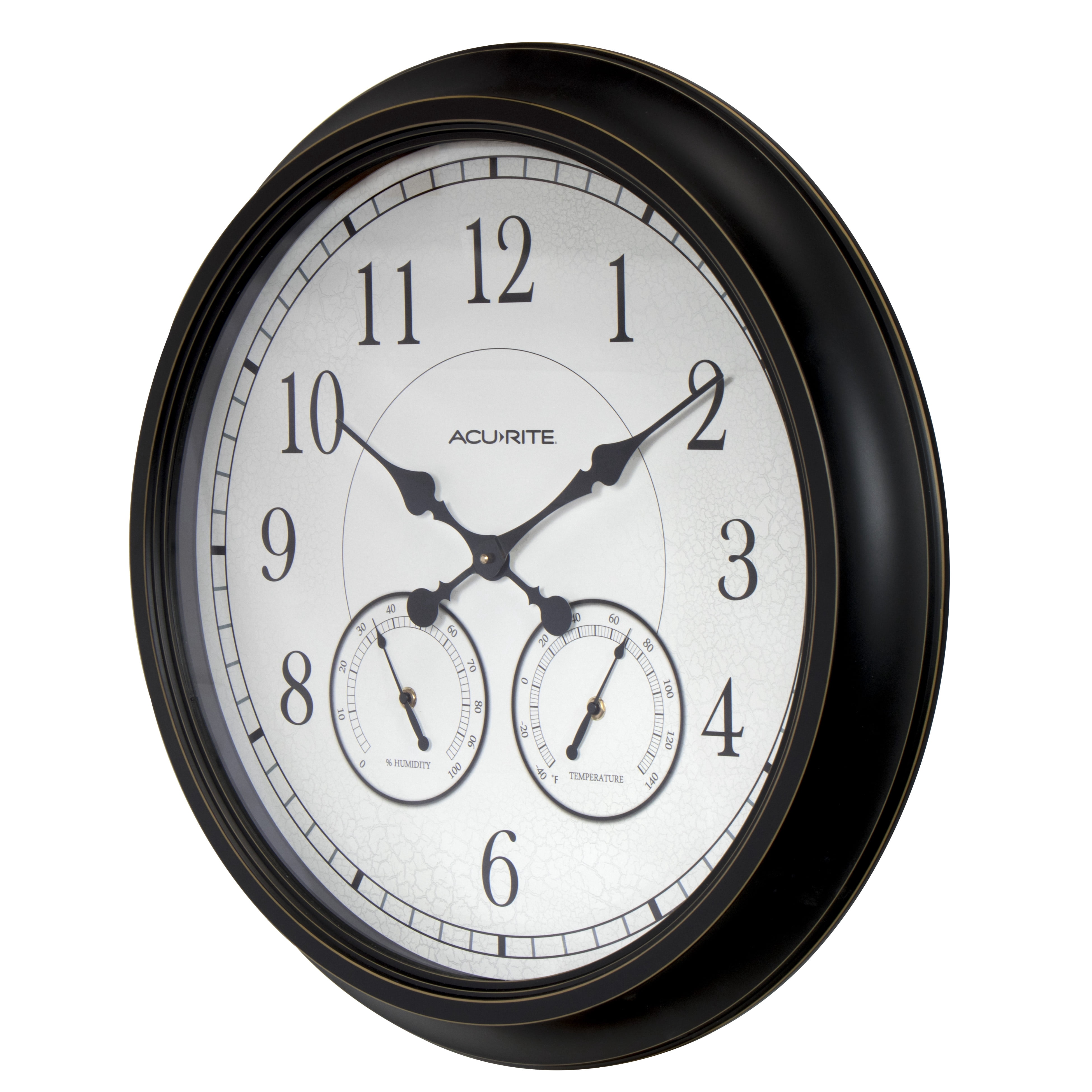 AcuRite 24-Inch Weathered Black Wall Clock with Thermometer and Hygrometer (75473M)