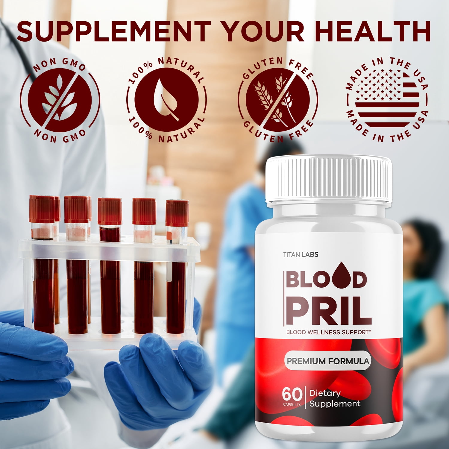 Bloodpril Advanced Formula Blood Support for Health and Wellness Blood Pril 120 Capsules