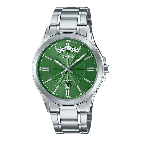 Casio Standard Analog Stainless Steel Green Dial Quartz MTP-1381D-3AV Men's Watch