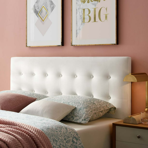 Lily Queen Biscuit Tufted Performance, Modway Lily Vinyl Queen Headboard In White