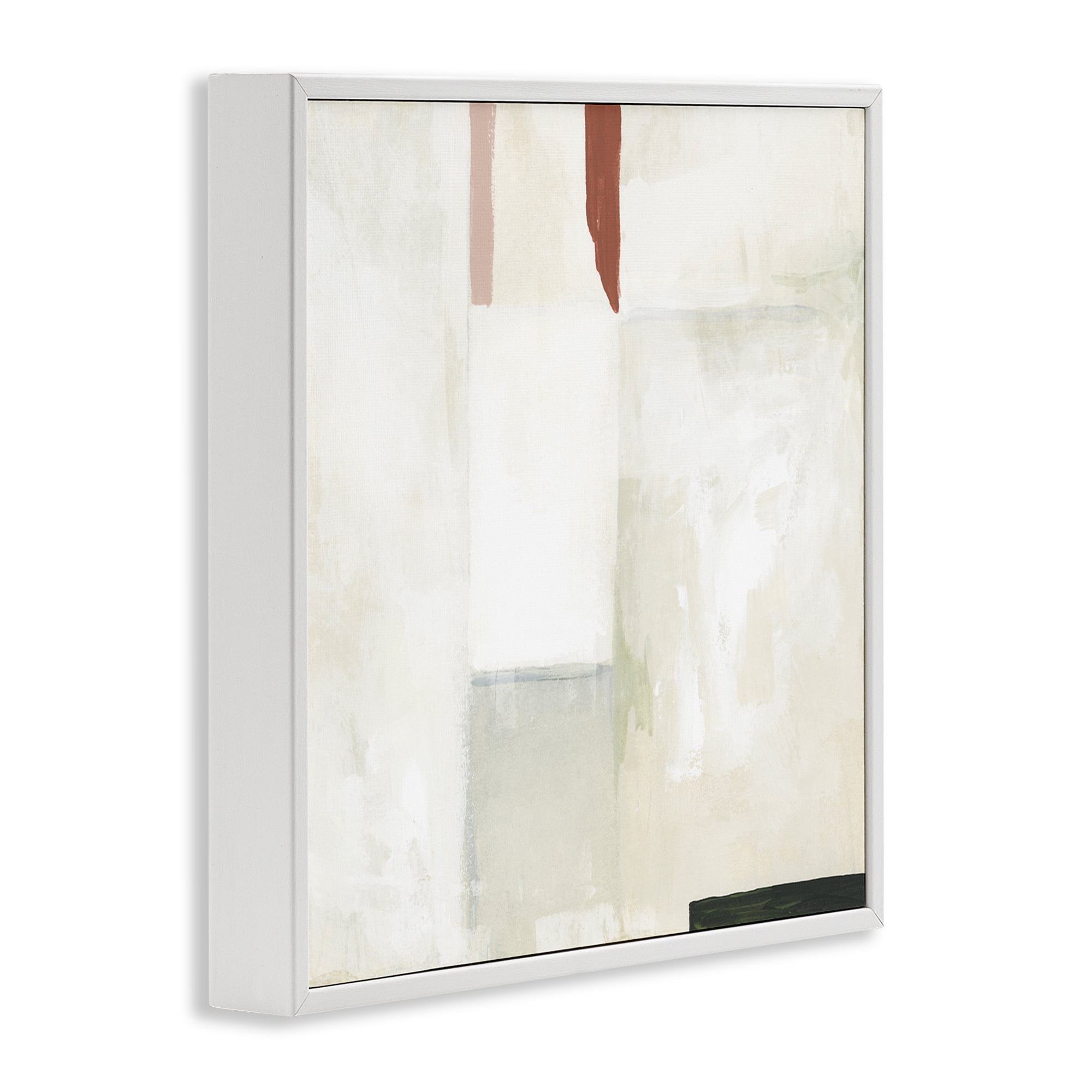 Stupell Industries Neutral Abstract Simplicity Abstract Painting White Framed Art Print Wall Art, 17 x 17