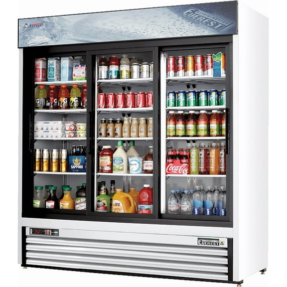 Everest Refrigeration EMGR69 Merchandising Refrigerator 3 Glass Doors, 115v, NSF - 69 cu. ft.