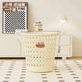 thumbnail image 2 of Thickened Hollow Out Household Waste Basket, Multi-Room Garbage Bin for Living Room Bedroom Kitchen Bathroom Indoor Daily Trash Storage 8 Inch Beige, 2 of 3