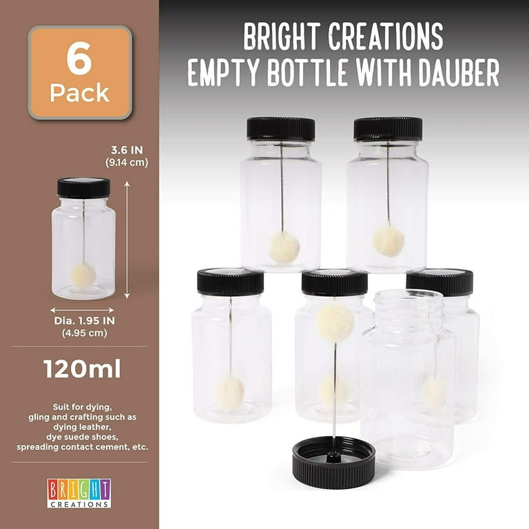 6 Pack Empty Bottle with Dauber for DIY Crafts Projects, Leather Dye Tool, 120 ml
