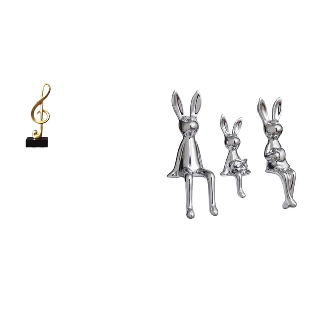 Escultura Familiar De Conejito Con Nota Musical De Resina, Figura Musical Creativa, Adorno De Mesa, Centro De Mesa Para Escritorio, Chimenea, Armario, Estantería, Decoración De Inauguración