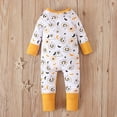 thumbnail image 4 of LIIPEE Boys Onesie Halloween Cartoon Pumpkin Ghost Printed Long Sleeve Round Neck Zip Up Jumpsuit Classic Weekend One-Pieces,White,0-3 Months, 4 of 6