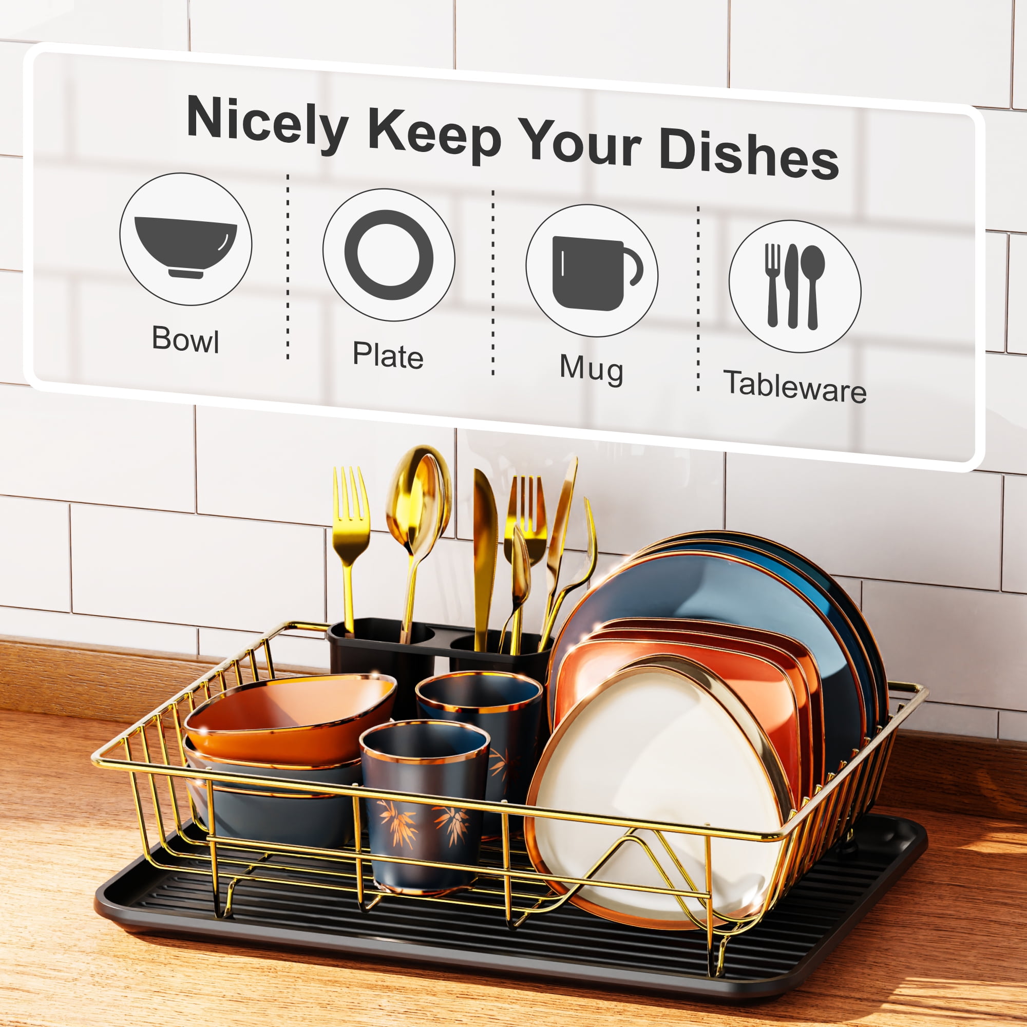 CELLPAK Dish Drying Rack, Dish Drainer With Utensil Holder and Removable  Drainer Tray & Reviews