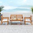 thumbnail image 4 of Gymax 4 PCS Wood Patio Furniture Set w/ Soft Seat Cushions Solid Acacia Wood Frame, 4 of 10