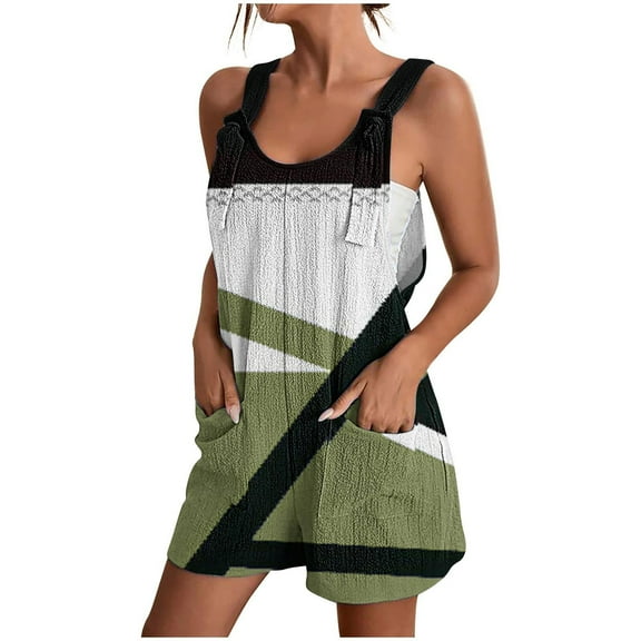 Up to 30% off! Women's Summer Comfortable Casual Suspender Printing Shorts Pocket Jumpsuit Shorts with Pockets 2025 Clothes