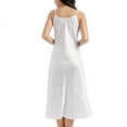 thumbnail image 5 of Defitshape Women's Satin Sleep Dress Deep V Neck Silk Nightgown Long Pajama Dresses Sexy Dressing Gown Spaghetti Strap Sleeveless Chemises Tea Length Sleepwear Summer Lingries White Medium, 5 of 5