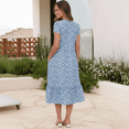 thumbnail image 3 of MDLRA Flowy Dresses for Women Summer Boho Beach Dress Casual Short Sleeve V Neck Midi Dresses A-line Tiered T Shirts Dress 2025 Blue, 3 of 7