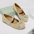 thumbnail image 4 of Kushyshoo Gold Girl's Bow Mary Jane Dress Shoes Ballet Princess Flats with Rhinestone Strap 10M, 4 of 6