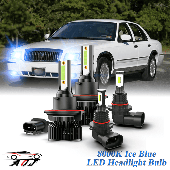 8000K Ice Blue LED Headlight Bulbs Foglights Combo Kit For Mercury Grand Marquis 2006-2011
