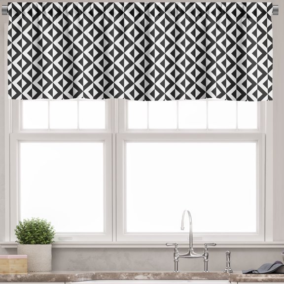 Ambesonne Geometric Valance Pack of 2, Ornamental Squares, 54"X12", Black White