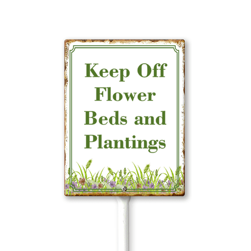 Eveokoki Keep Off Flower Bed And Plantings Yard Sign with Stake, Flower Metal Decor, 8x12inch Rustproof Aluminum Sign for Yard Garden Lawn Street Outdoor