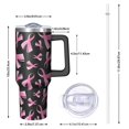 thumbnail image 2 of Pink Breast Cancer Tumbler with Handle and Lid,40oz Double Wall Vacuum Insulated Tumbler,Cups Gift for Women and Men, 2 of 7