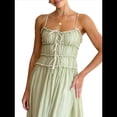 thumbnail image 3 of Vestido de Verano 2025 para Mujer, Informal, Sin Mangas, con Tirantes Finos, Ribete de RIC, Fruncido, con Volantes, . Verde S, 3 of 10