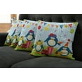 thumbnail image 2 of Ambesonne Birthday Throw Pillow Cover 4 Pack, Birthday Penguin, 16", Fern Green Pale Blue, 2 of 6