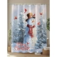thumbnail image 4 of Fsddascl Merry Christmas Shower Curtain Set - Extra Long 72" x 96" Washable Bathtub Curtain with 12 Hooks, Winter Snowman Xmas Tree Red Bids Snowfall Waterproof Fabric Shower Curtains for Bathroom, 4 of 6