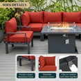 thumbnail image 3 of LeisureMod Chelsea 7-Piece Sectional And Fire Pit Table With Cushions in Red, 3 of 27