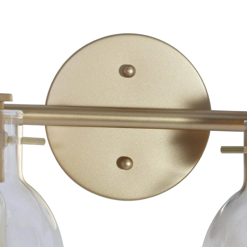 LNC 2-Light Gold Round Clear Glass Modern Bathroom Vanity Lighting Fixutre,13"Lx9"Hx7"D