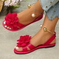 thumbnail image 4 of Miluxas Women's Round Toe Flower Decorated Flat Sandals, Soft Slides Open-Toe Summer Slippers Red 5.5(36), 4 of 9