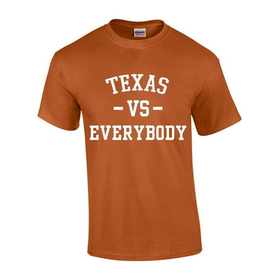 Mens Texas Tshirt Texas Vs. Everybody Football Team Color Short Sleeve T-shirt-Texas Orange Blue-4xl