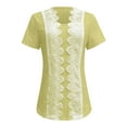 thumbnail image 4 of Gfyviroh Trendy Women's Tops Lace Square Neck Casual Tops Short Sleeve 3/4 Sleeve T-shirts Hollowed-out Pullover, 4 of 5