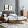 thumbnail image 2 of Platform Bed Frame, Queen Size, Fabric, Wood, Brown Walnut Grey Gray, Modern Contemporary Urban Design, Bedroom Master Guest Suite, 2 of 10