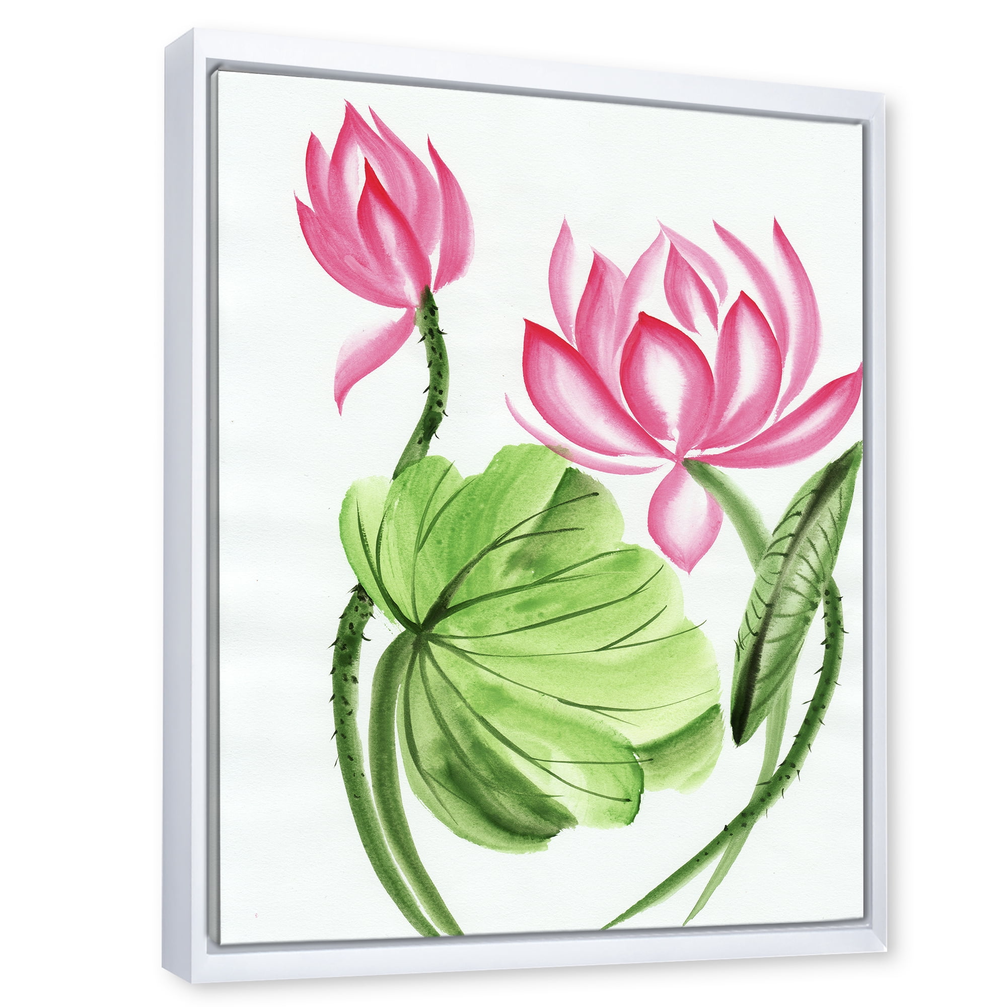 Designart 'The Dragonfly and Lotus II' Traditional Framed Canvas Wall Art Print