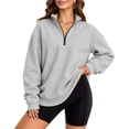 thumbnail image 5 of Rciityk Women's Fleece Quarter Zip Stand Collar Long Sleeve Sweatshirt with Pockets, Soft Midweight, Plus Size, 5 of 9
