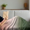 thumbnail image 3 of Ombre Soft Flannel Fleece Throw Blanket, Color Changes Soft and Dark Contrast Concept Illustration Print, Cozy Plush for Indoor and Outdoor Use, 70" x 90", Salmon Peacock Green, by Ambesonne, 3 of 5