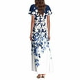 thumbnail image 4 of vigerkar Long Maxi Dresses for Women Boho Floral Dress Short Sleeve V Neck Dresses 2025 Navy, M, 4 of 7