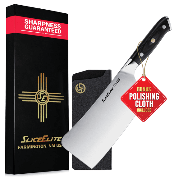 7-Inch Bone Cutting Knife – High Carbon German Steel, Pakkawood Handle | Meat Cleaver with Options of Premium Leather Sheath and Durable Polymer Sheath (Bone Cutting Knife)