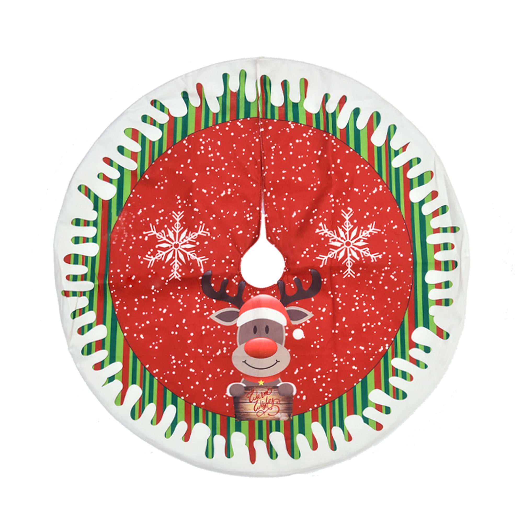 SUNSIOM Christmas Santa Clause/ Snowman/ Elk Print Tree Skirt