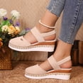 thumbnail image 3 of Modsatep Women's Closed Toe Platform Wedge Sandals Comfortable Ankle Strap Summer Dressy Espadrilles Low Heels Shoes Beige 6.5, 3 of 8