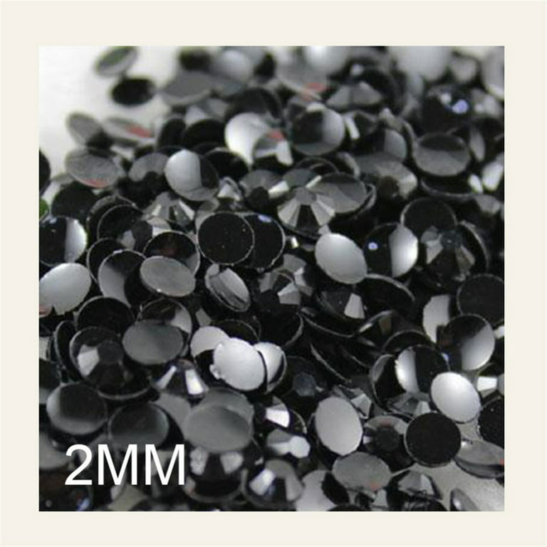 1000PCS Crystal Flatback Resin Rhinestones Gems 2mm/3mm 4mm/5mm/6mm Black 3  Mm (1000) 