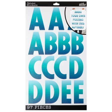 Sticko Cool Blue Glitter Ombré XL Alphabet Stickers